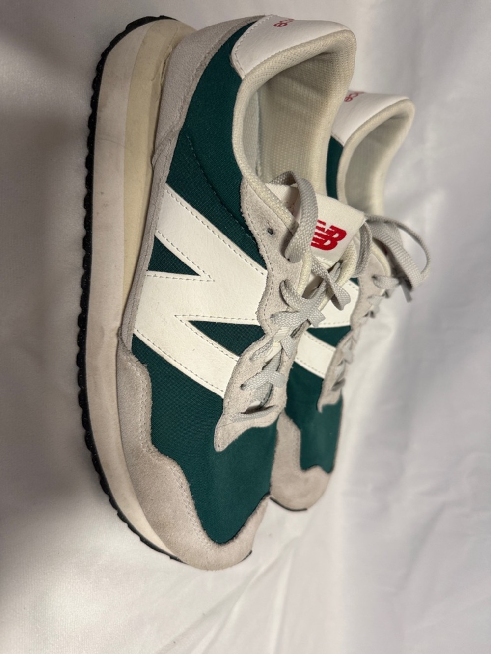 New Balance Green and White Retro Runner Sneakers